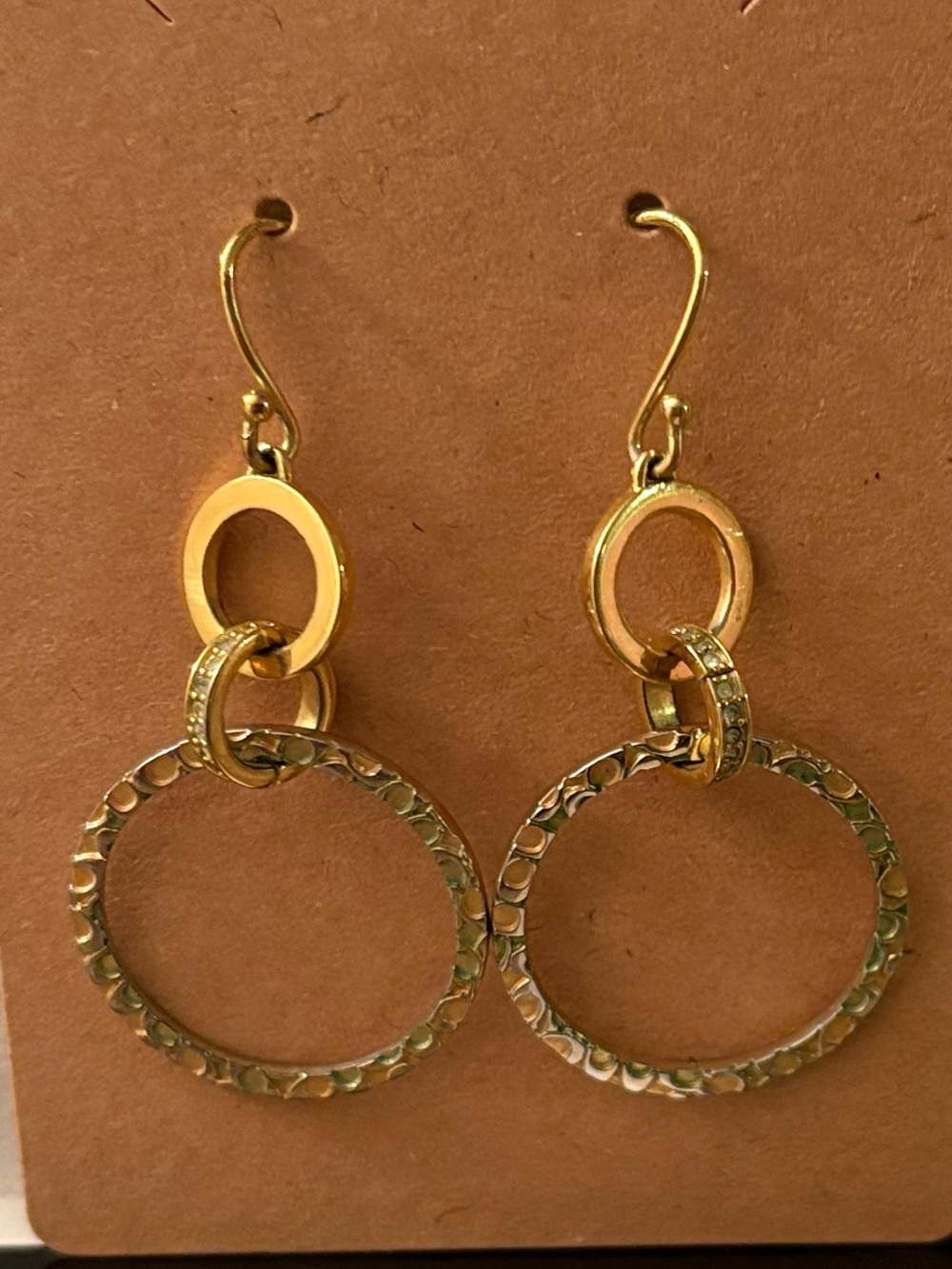 Coach Gold-Tone Double Hoop Earrings with Enamel Accents - Picture 3 of 3